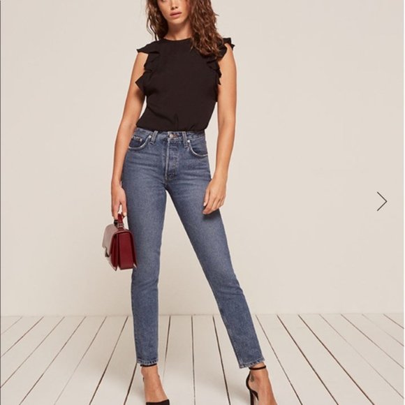 New Reformation Magpie ruffle flutter sleeve top - Picture 5 of 13